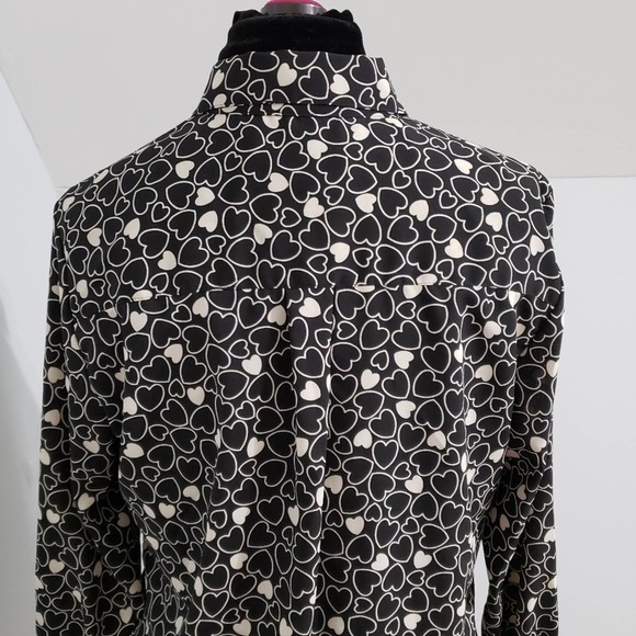 Coldwater Creek Women's Black/ Cream Heart Print blouse Sz large - Picture 8 of 10